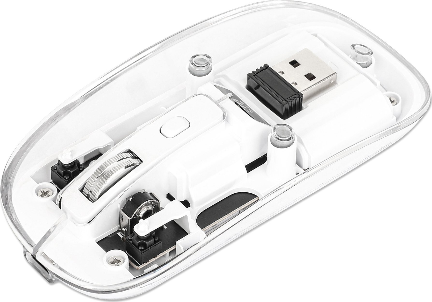 Mysz Manhattan Funkmaus USB-A 4Przyciski RGB LED biały przezroczysty