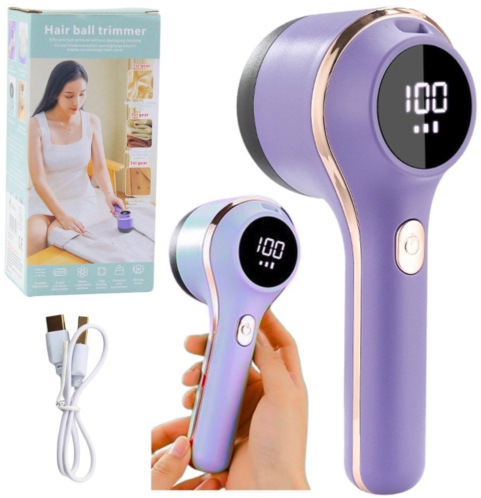 Elektryczna Golarka Do Tkanin Ubrań 3 Tryby Prędkości Fioletowa