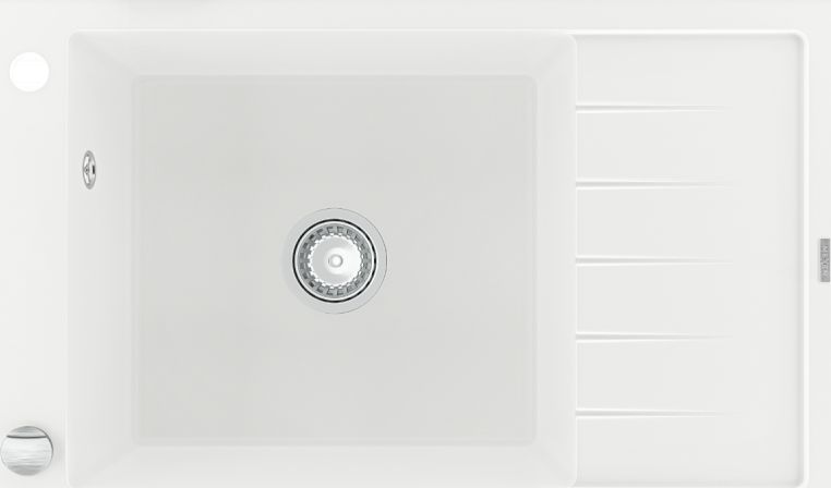 Zlewozmywak Mexen Elias granitowy 1-komorowy z krótkim ociekaczem 795 x 480 mm, biały - 6511791005-20