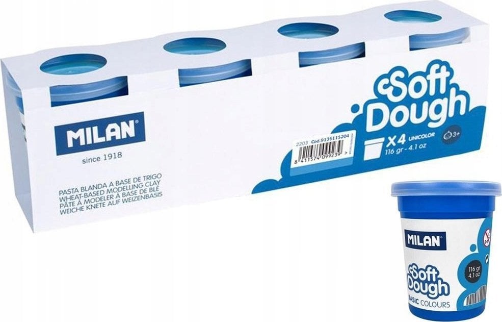 Teka Ciastolina Basic 116g 4 słoiczki niebieska MILAN