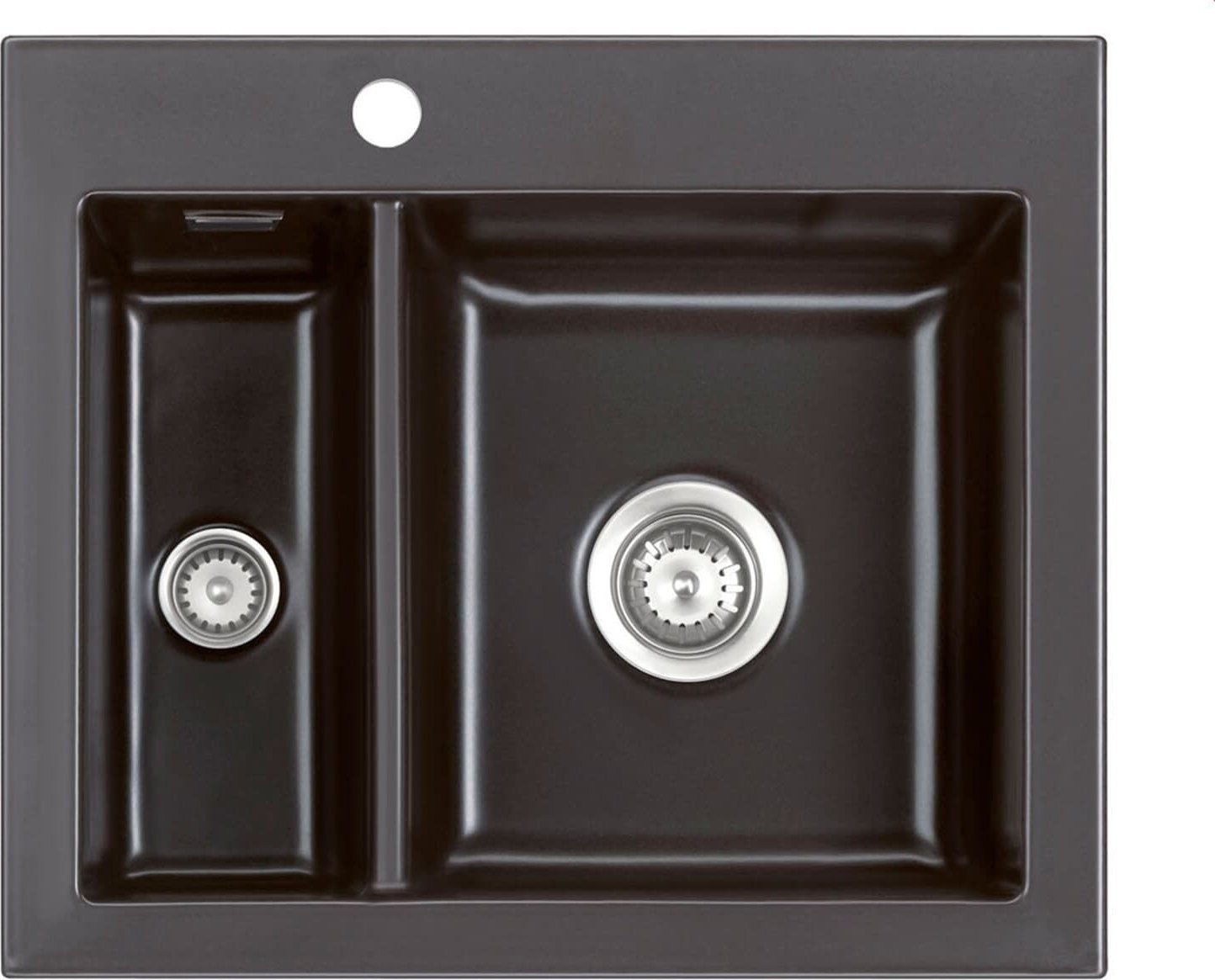 Zlewozmywak SYSTEMCERAM Systemceram Mera 60 Nero, Zlew ceramiczny, korek manualny