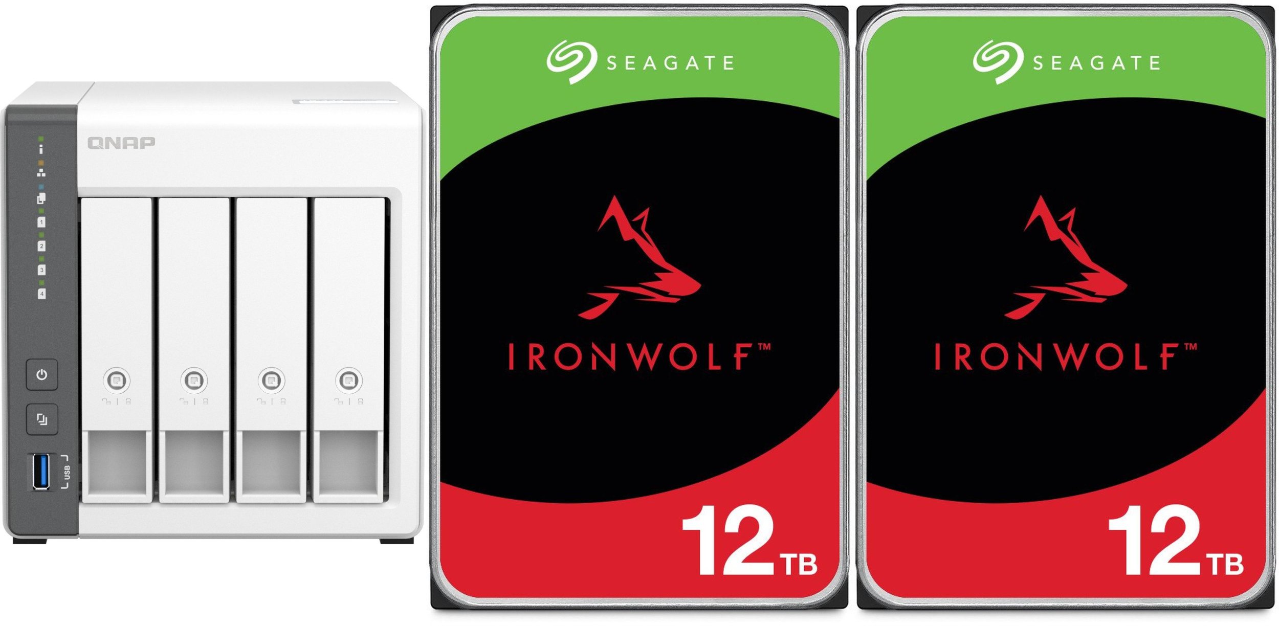 Serwer plików Qnap TS-433-4G + 2x Seagate IronWolf 12TB (ST12000VN0008)