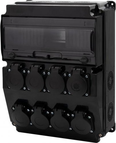 F-Elektro Rozdzielnica czarna CAJA 12M SCENIC - gniazda 8x230V F3.2692