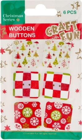 Craft with Fun CF OZDOBA BN DREW GUZIK KWADRAT 6SZT 48/288