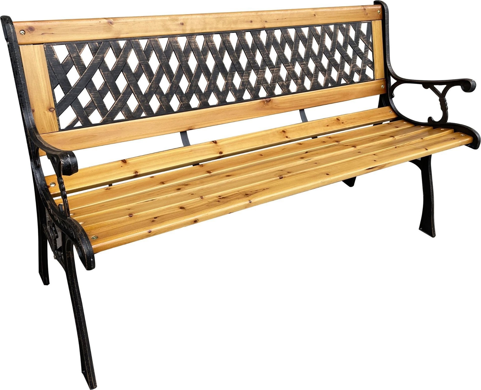 Fancy Garden Ławka ogrodowa z oparciem MIRT żeliwna drewniana 125 cm