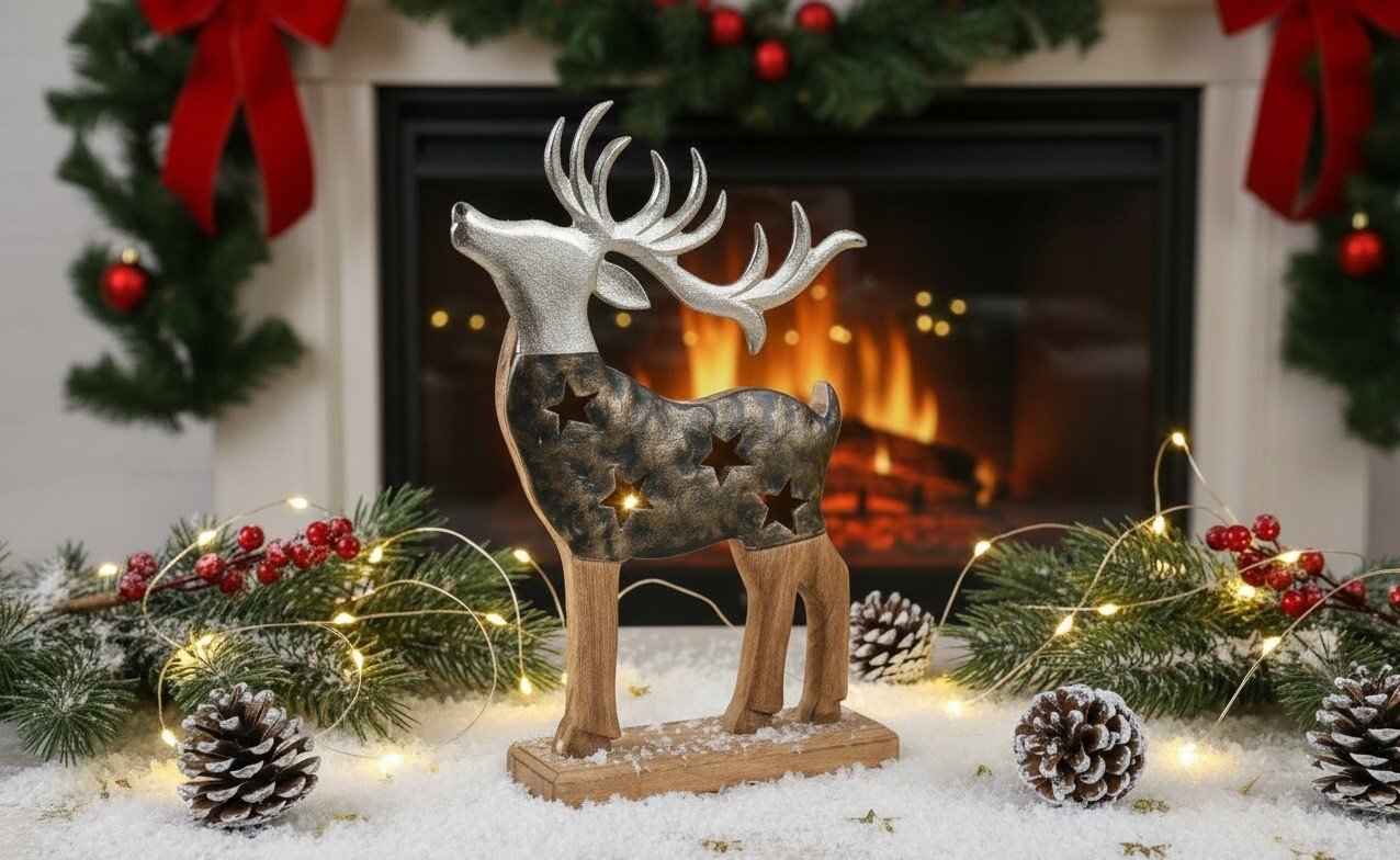 Figurka świąteczna drewniana Renifer 30 cm