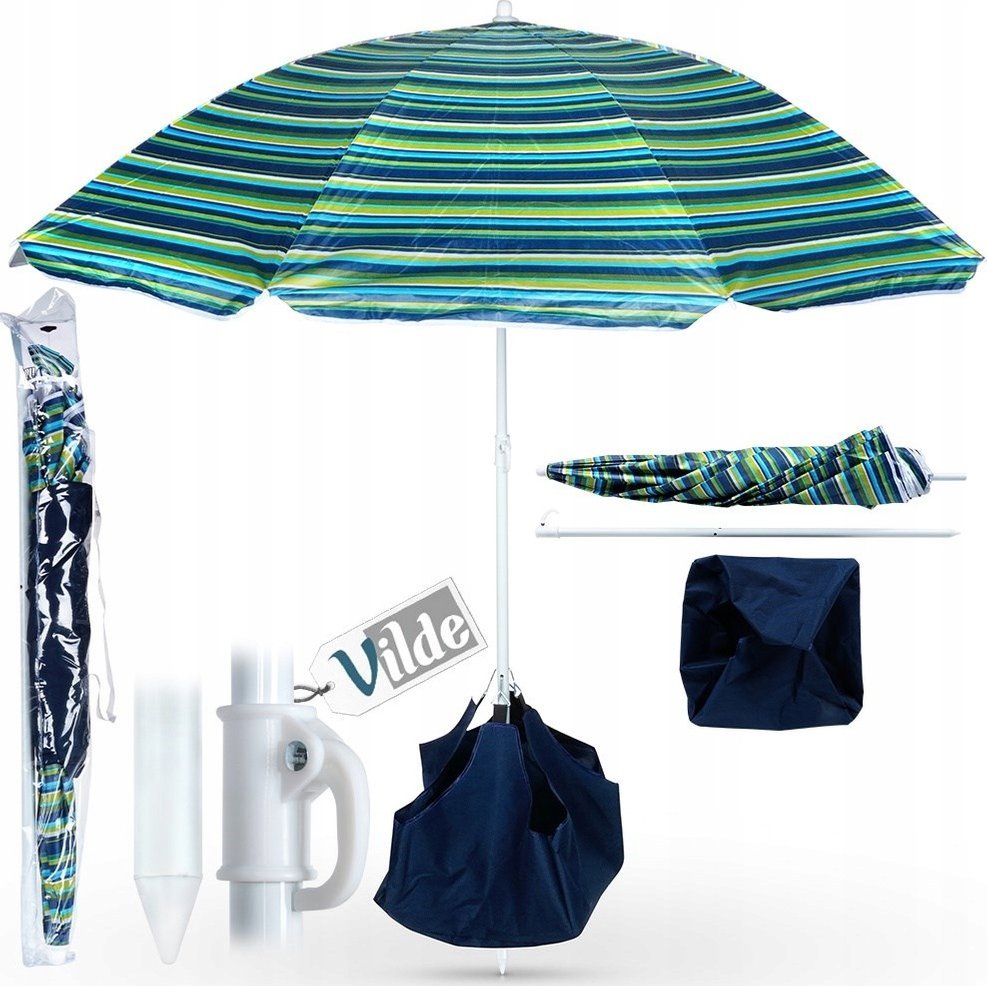 Vilde Parasol Plażowy z Podstawą Stojakiem Regulowany VILDE 147 cm