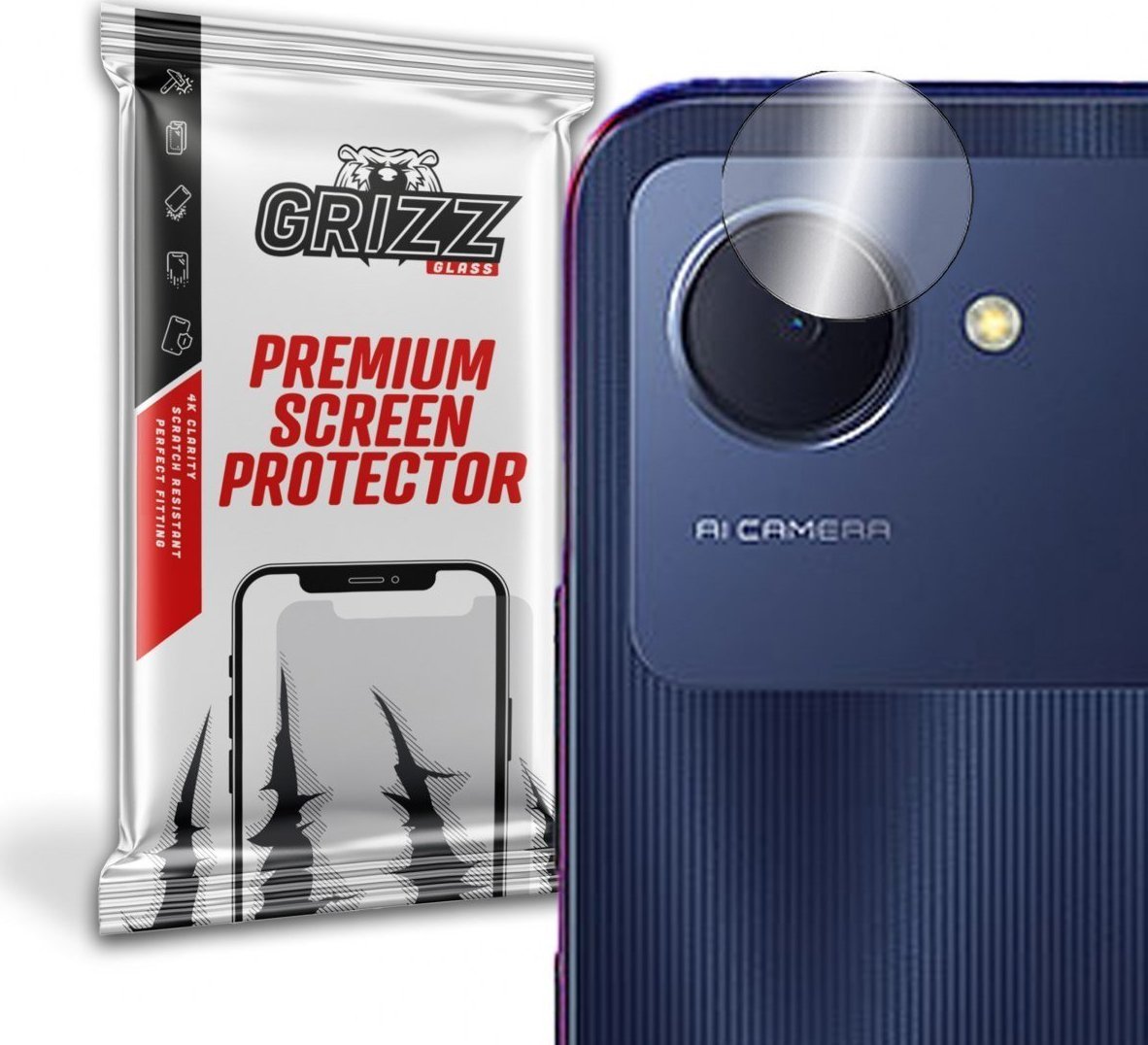 GrizzGlass Szkło hybrydowe na aparat Grizz Realme Narzo 50i Prime