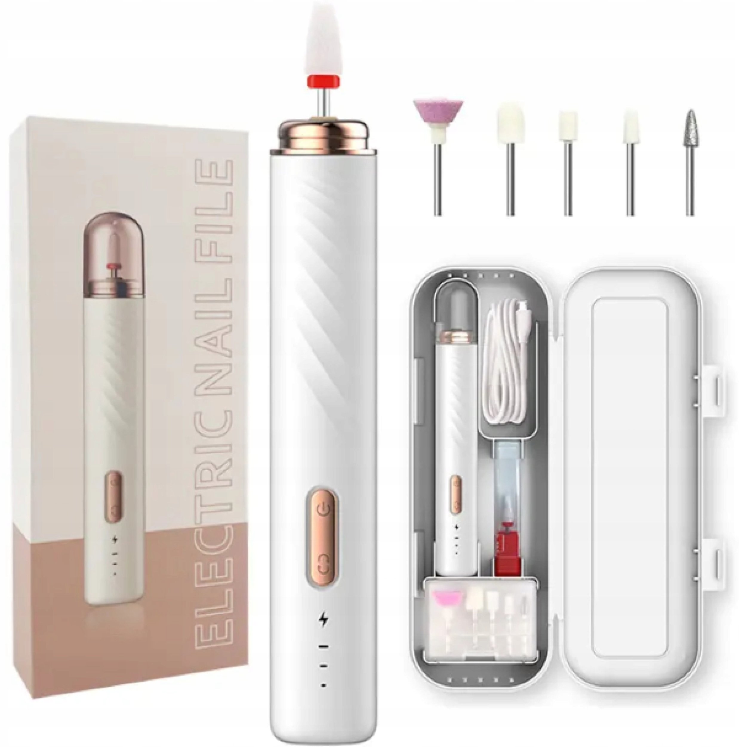 FREZARKA DO PAZNOKCI MANICURE PEDICURE PROFESJONALNA BEZPRZEWODOWA ZESTAW