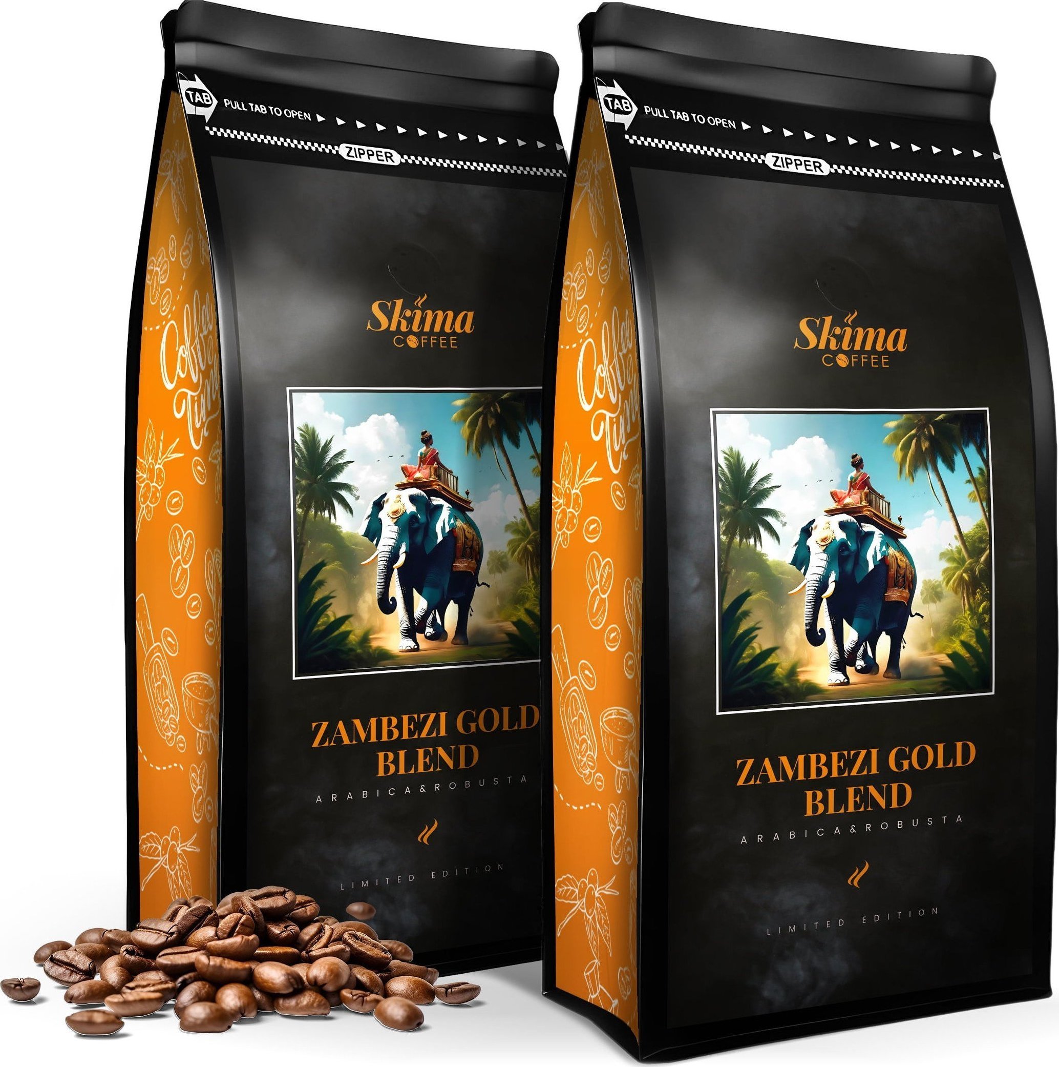Kawa ziarnista SkimaCoffee Zestaw Kawa ziarnista 1kgX2 ZAMBEZI GOLD BLEND (LIMITED EDITION) Świeżo Palona do ekspresu