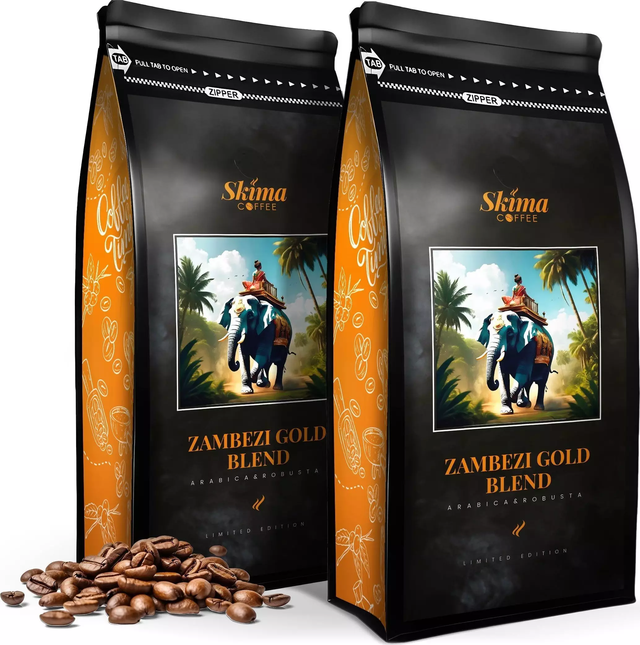 Kawa ziarnista SkimaCoffee Zestaw Kawa ziarnista 1kgX2 ZAMBEZI GOLD BLEND (LIMITED EDITION) Świeżo Palona do ekspresu