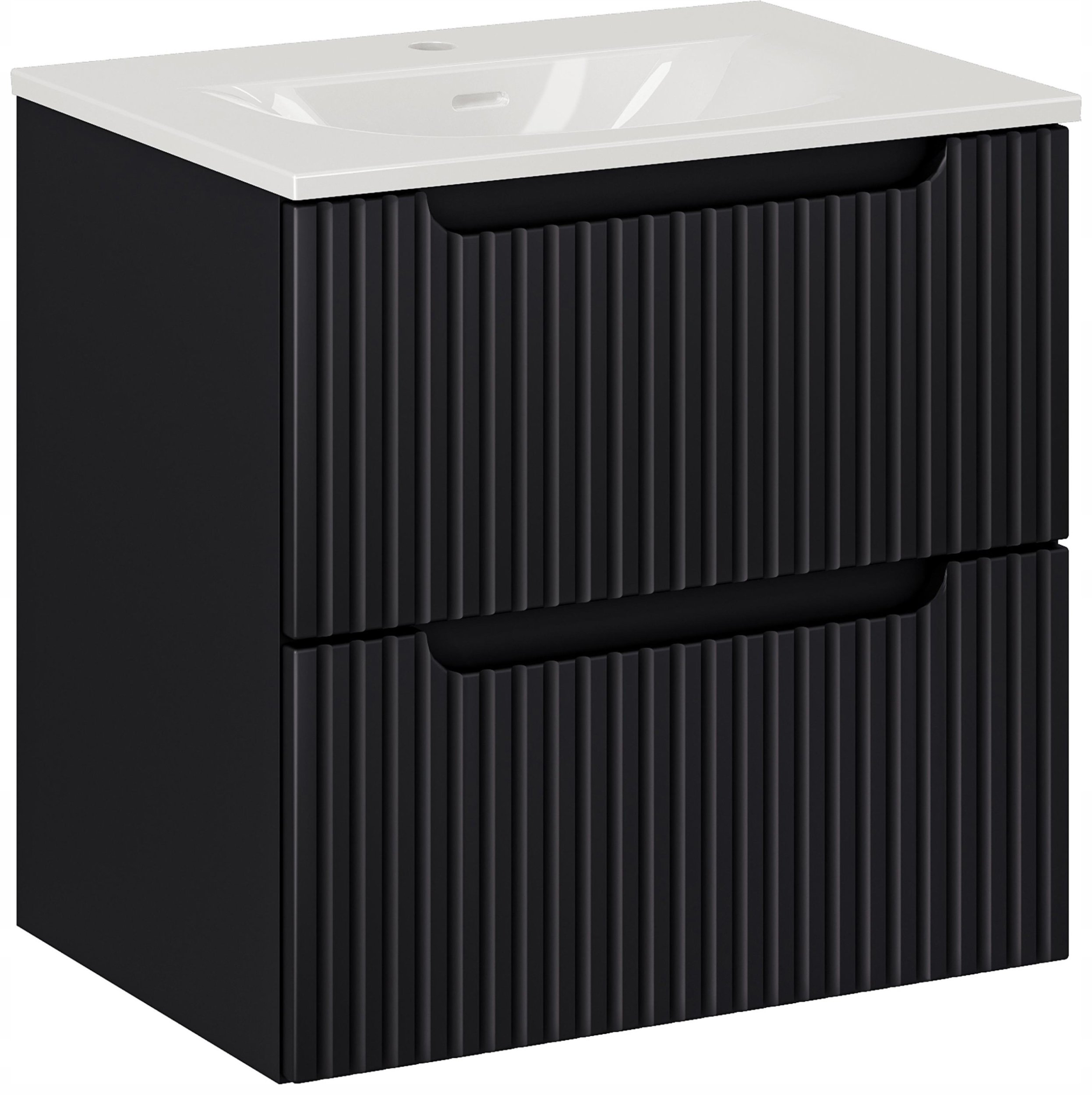 CZARNA szafka łazienkowa z umywalką 60 cm NOVA BLACK 82-60 z szufladami