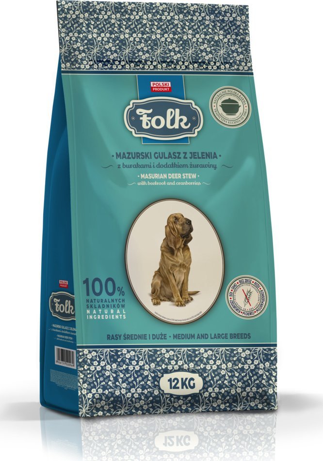 Folk Karma sucha dla psa FOLK M&L Mazurski gulasz z jelenia z burakami i dodatkiem żurawiny 12 kg