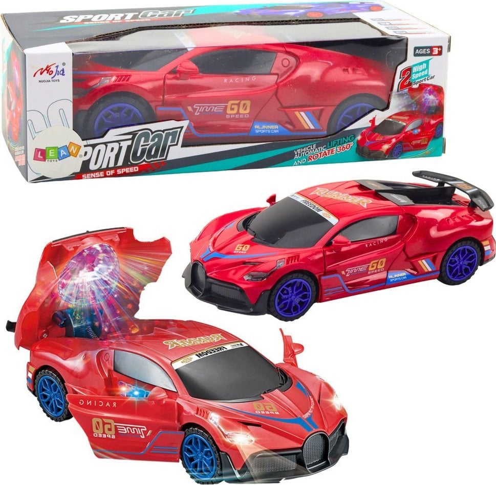 Auto Sportowe Czujnik Przeszkód Kula Led Obrót 360° Światła Dźwięk Czerwone