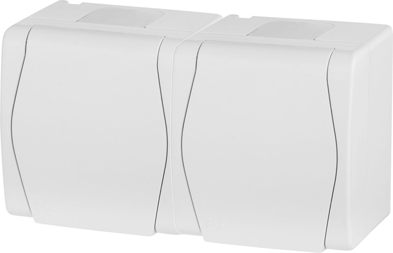 Elektro-Plast Hermes2 Gniazdo hermetyczne podwójne z/u 16A IP44 z klapką pełną białe (1022-00)