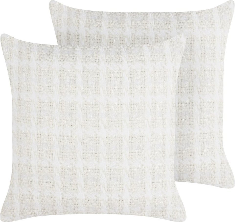 Beliani 2 poduszki dekoracyjne w kratę 45 x 45 cm beżowe DOURIS