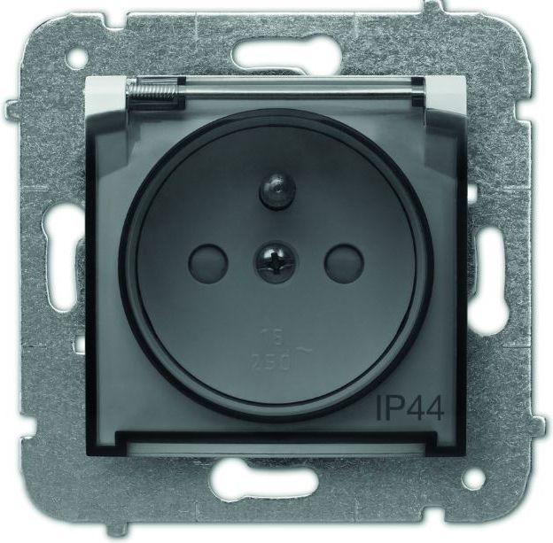 Elektro-Plast Gniazdo pojedyncze Carla z/u IP44 z klapką transparentną i przesłonami białe (1766-10)