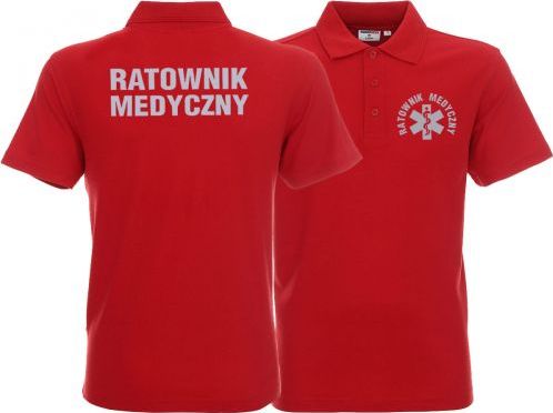 LPP - Promostars Koszulka Polo ratownicza czerwona męska odblaskowa FUNKCYJNA