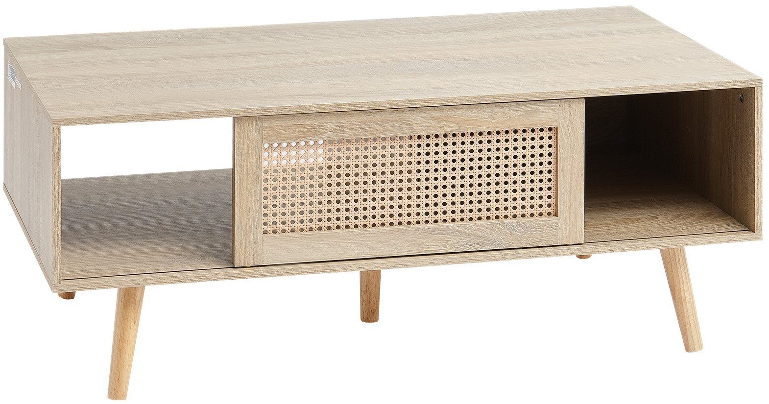 Stolik Kawowy Rattan Prostokątny 2-poziomowy do Salonu Naturalny Stylowy