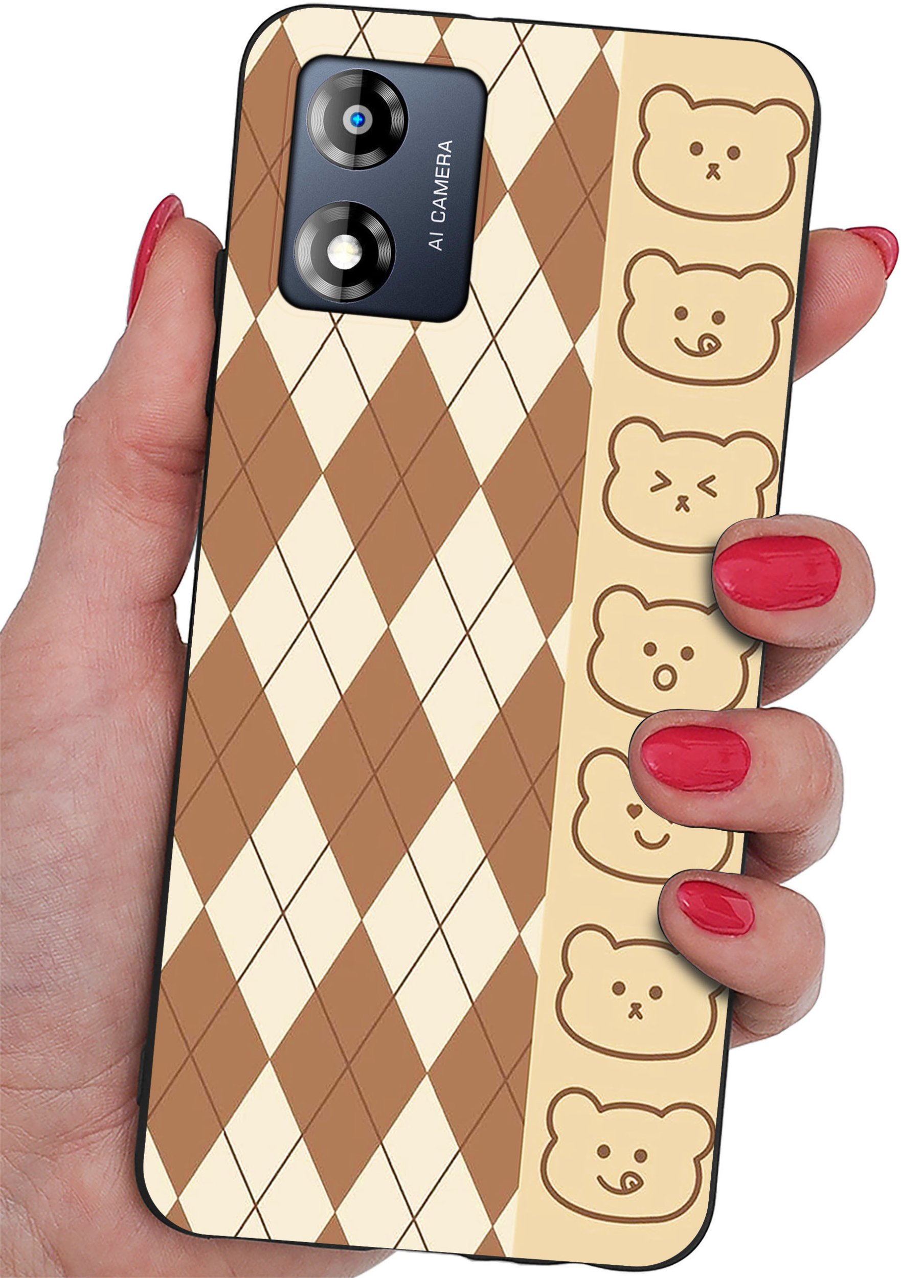 Etui do Motorola Moto E13 WZORY |SILIKONOWE MATT CASE + SZKŁO 9H