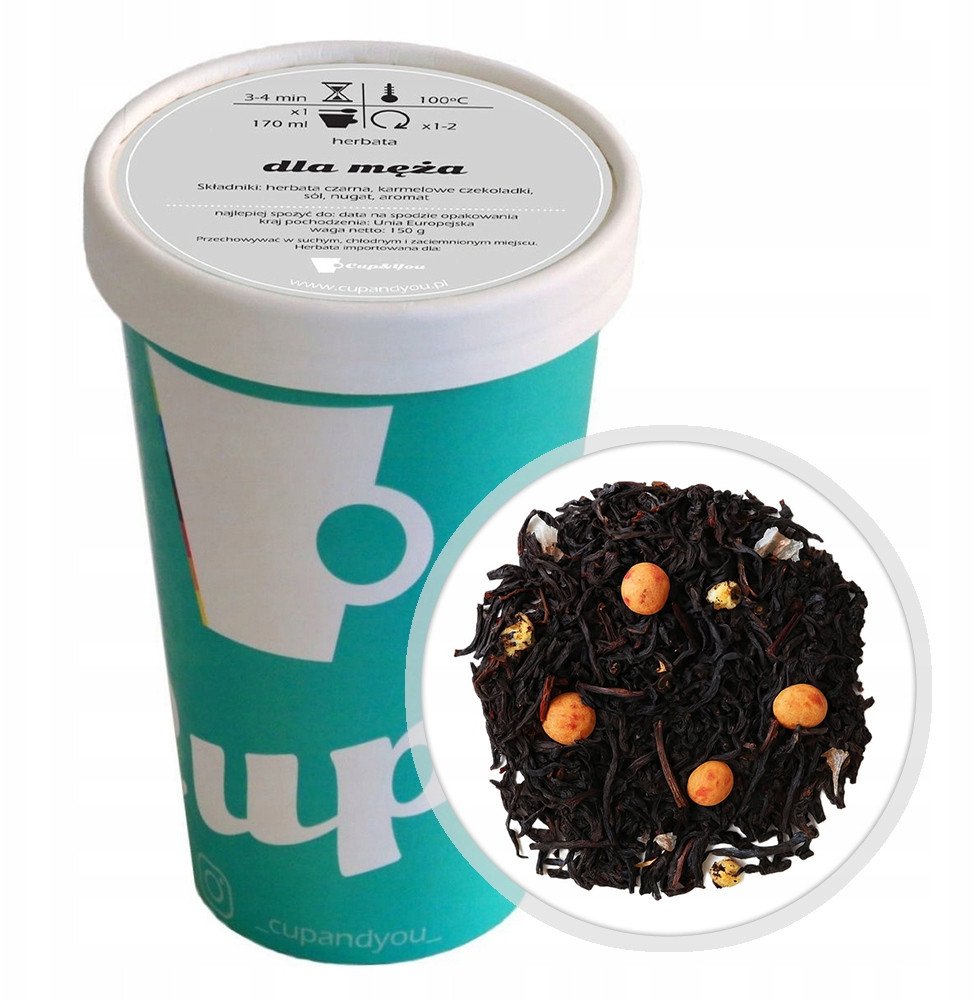 Herbata czarna DLA MĘŻA sypana premium karmelowe czekoladki sól nugat 150g - herbata liściasta sypana mieszanka napar susz