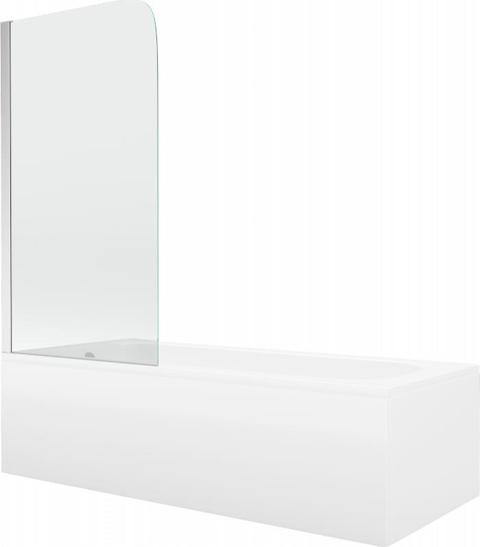 Wanna Mexen Mexen Vega wanna prostokątna 180 x 80 cm z obudową i parawanem 1-skrzydłowym 80 cm, transparent, chrom - 550118080X9008010100