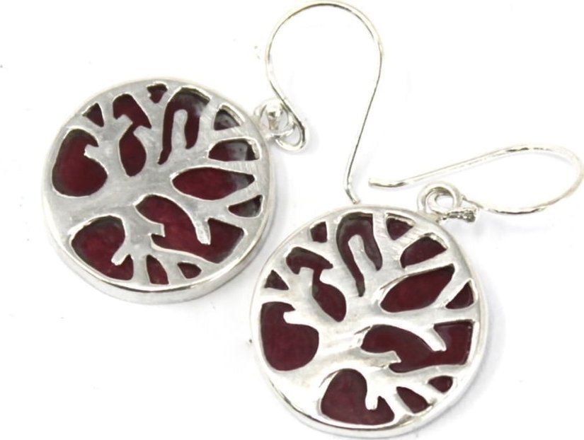 Lovrin Kolczyki srebrne Drzewo Życia - Coral Effect