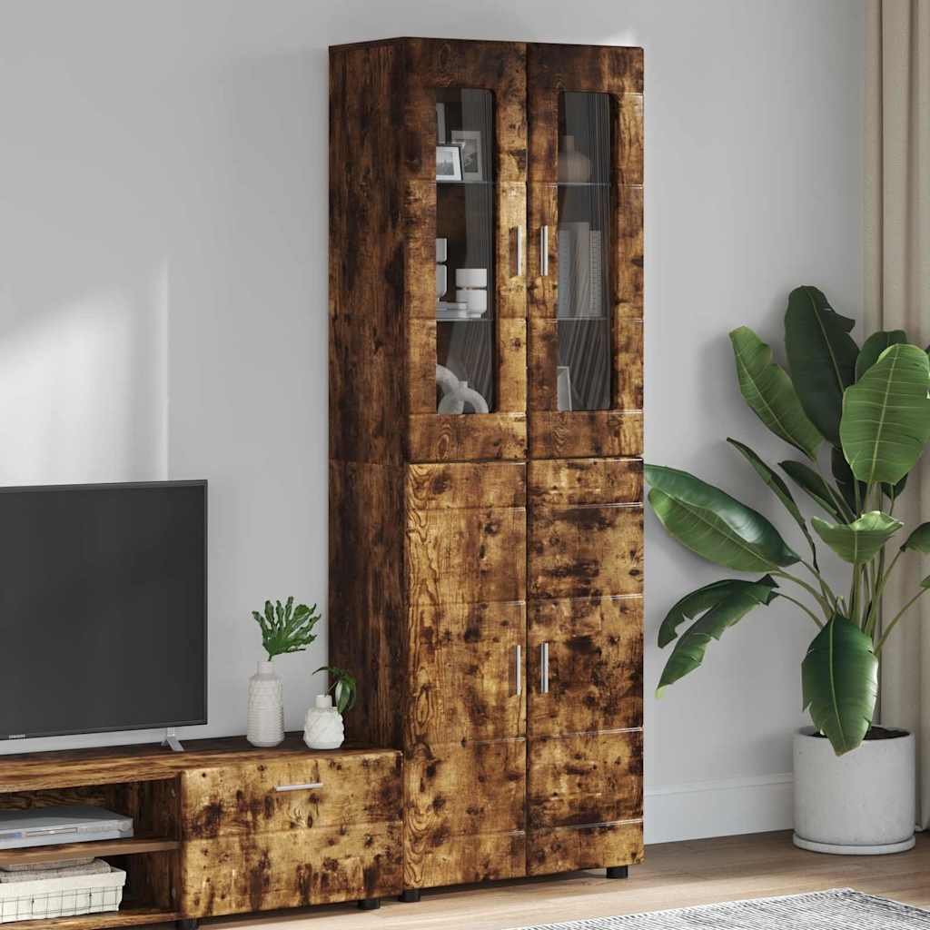 vidaXL Highboard Smoked Oak 60 x 35 x 182 cm Materiał drewnopochodny