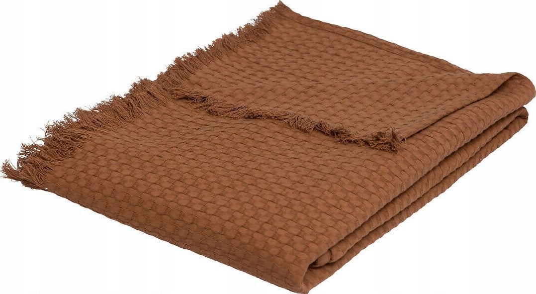 Atmosphera Bawełniana narzuta na łóżko z frędzlami WIDDY, 130 x 180 cm