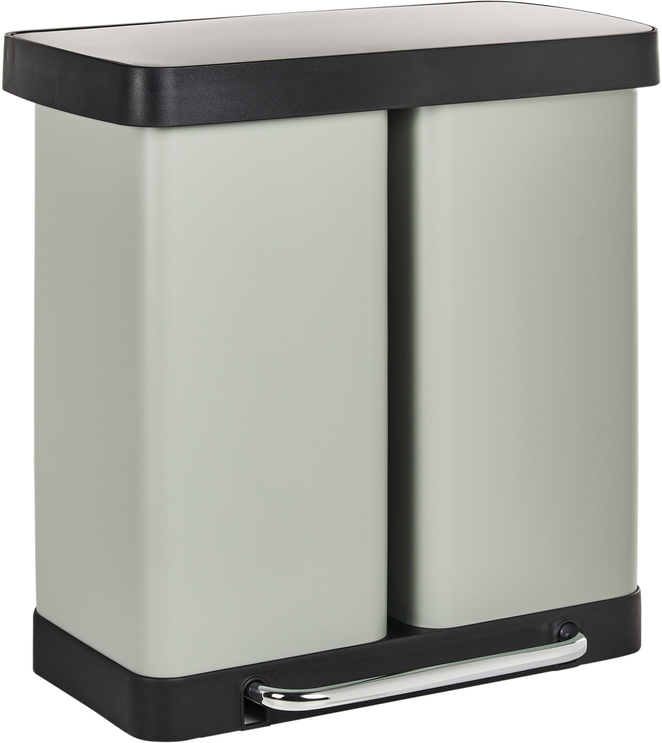 Kosz na śmieci z pedałem dwukomorowy 60 L ECOSORT Metal Jasnozielony