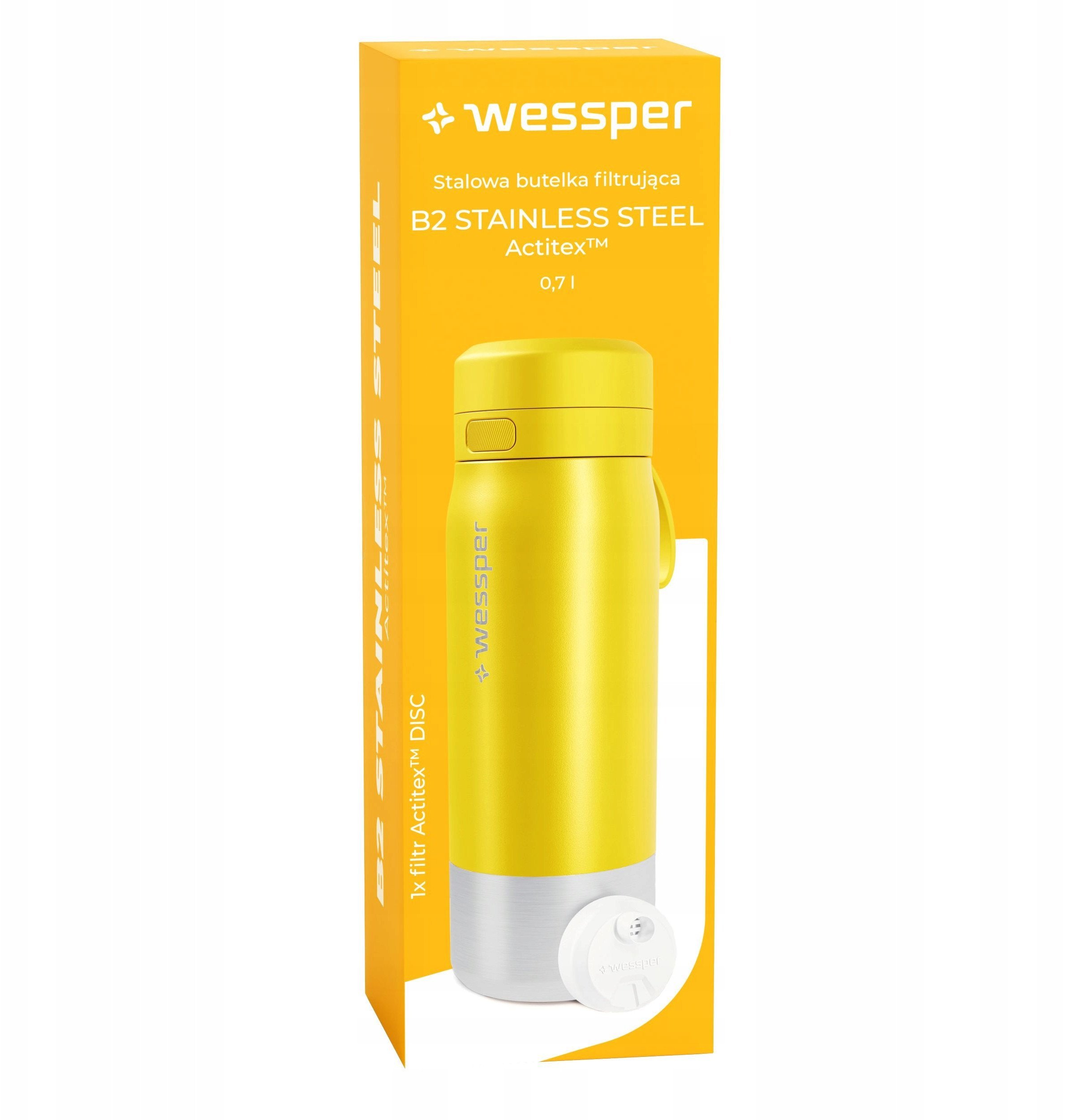 Butelka filtrująca Wessper B2 STAINLESS STEEL Actitex™ 700ml Yellow (WES276-700-YL_K)