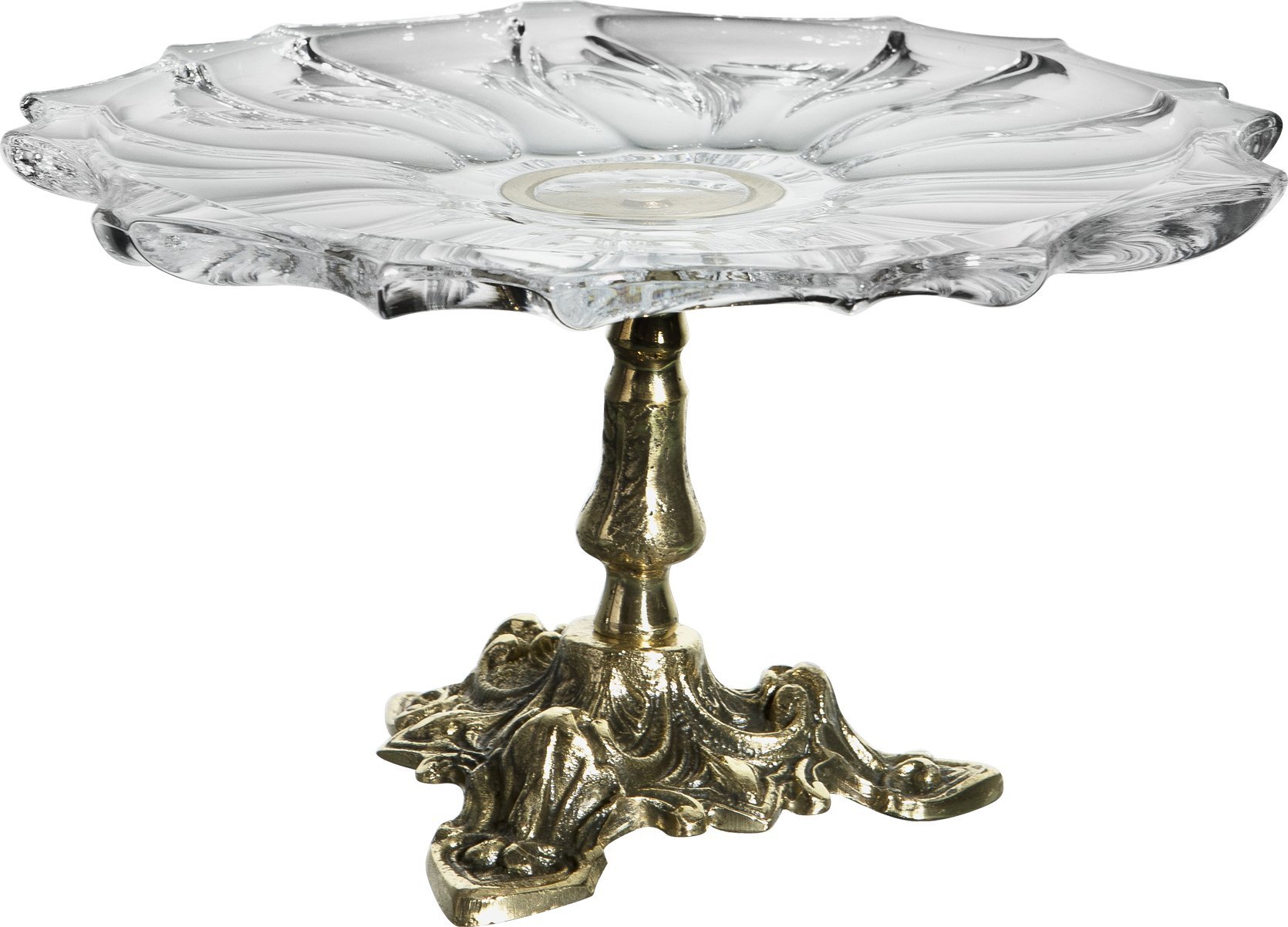 Art-Pol Patera szklana na stopie z mosiądzu 143084