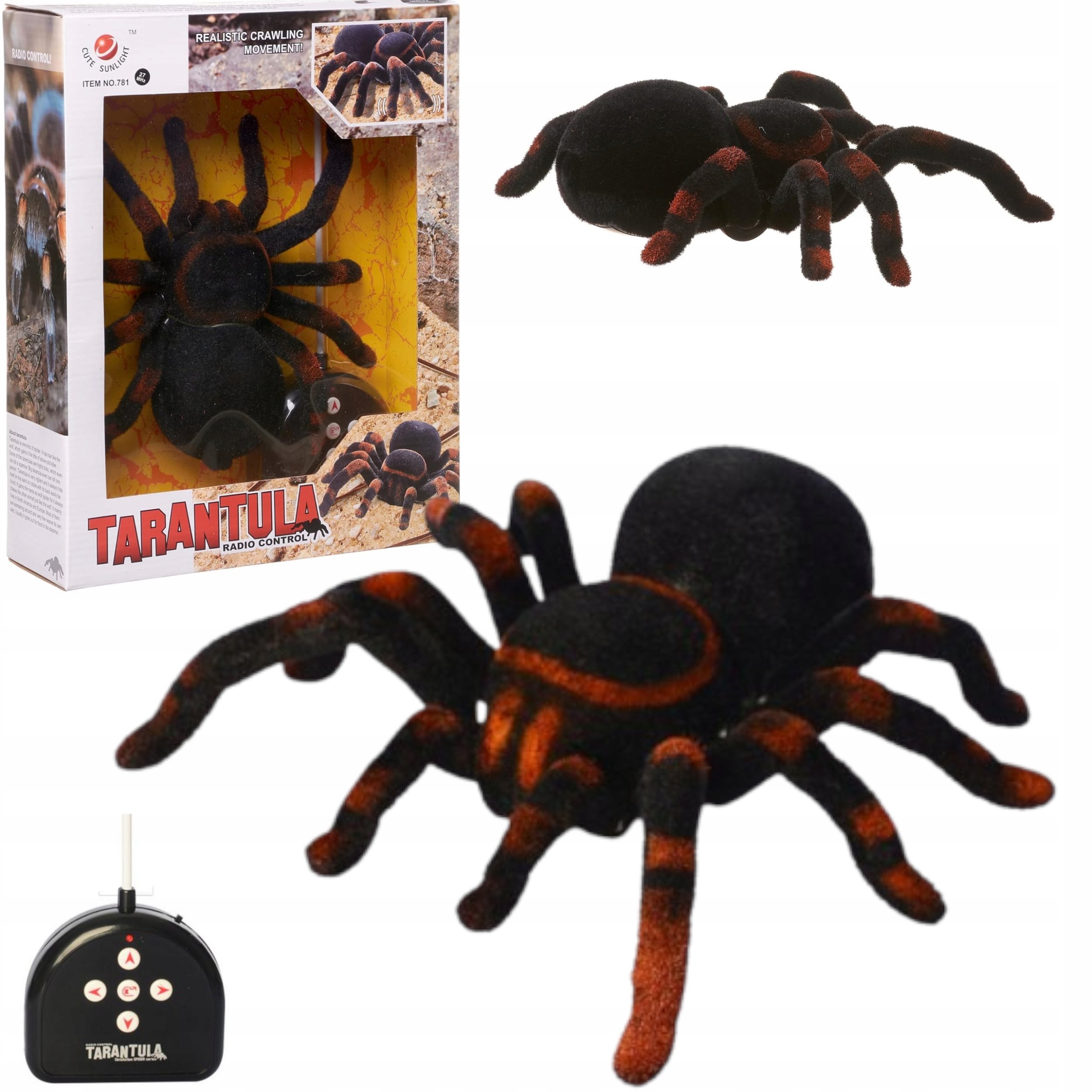 Duży pająk zdalnie sterowany na pilot chodzi jak prawdziwy, duża Tarantula