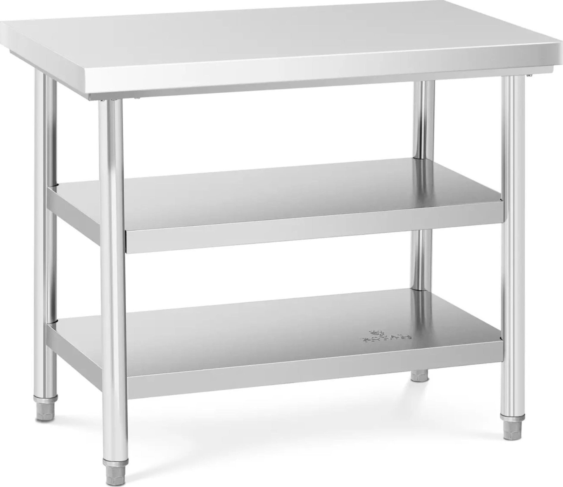 Royal Catering Stół blat roboczy centralny stalowy 2 półki 100 x 60 cm do 600 kg