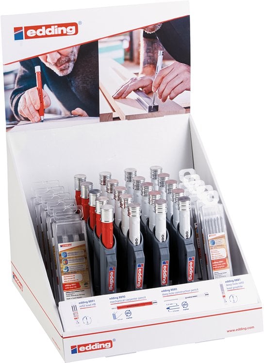 Ołówek budowlany e-8880 + ołówek stolarski e-8890 EDDING, 30 szt., display