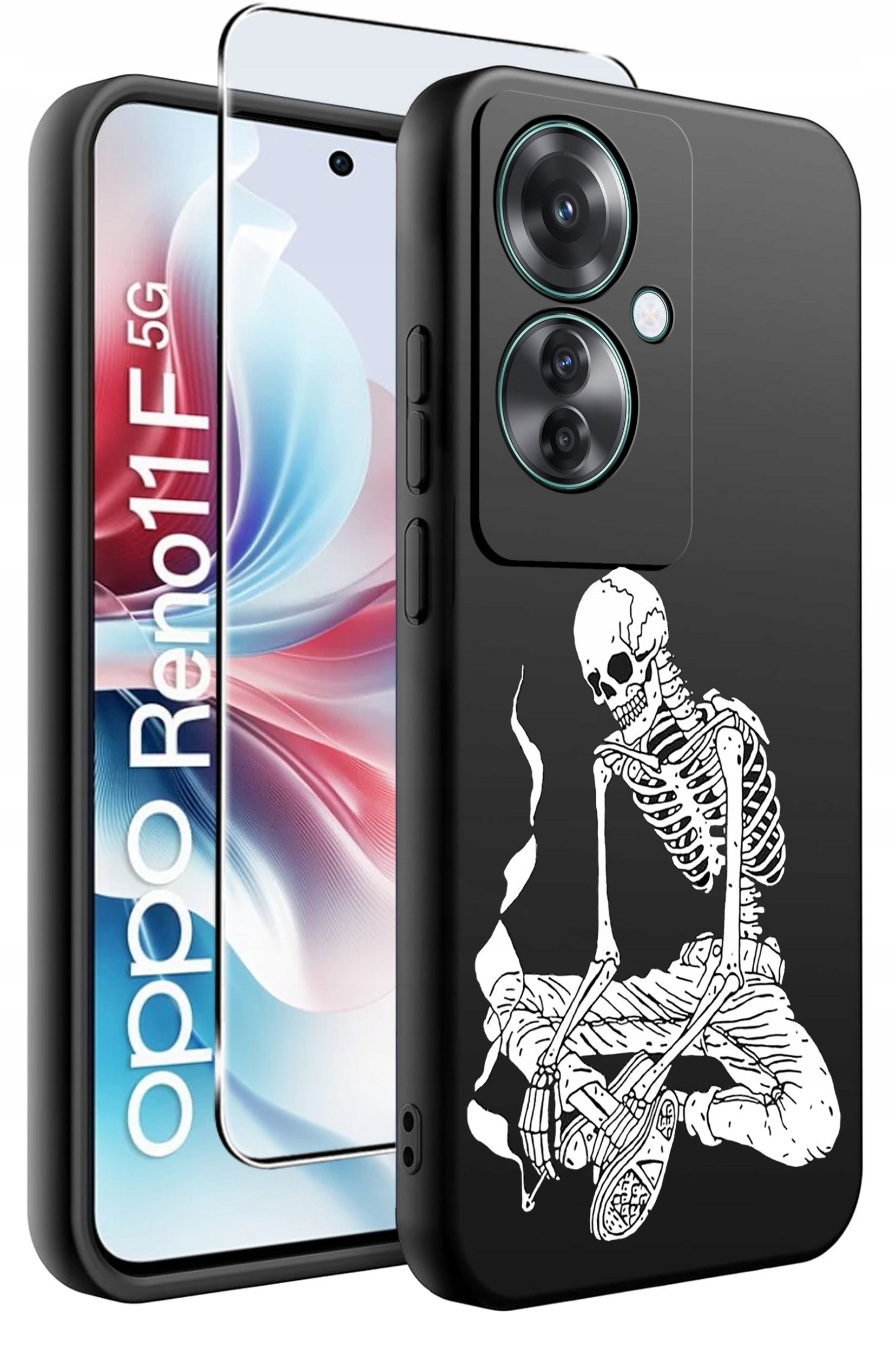 ETUI do Oppo Reno11 F 5G WZORY | SILIKONOWE MATT CASE + SZKŁO HARTOWANE 9H