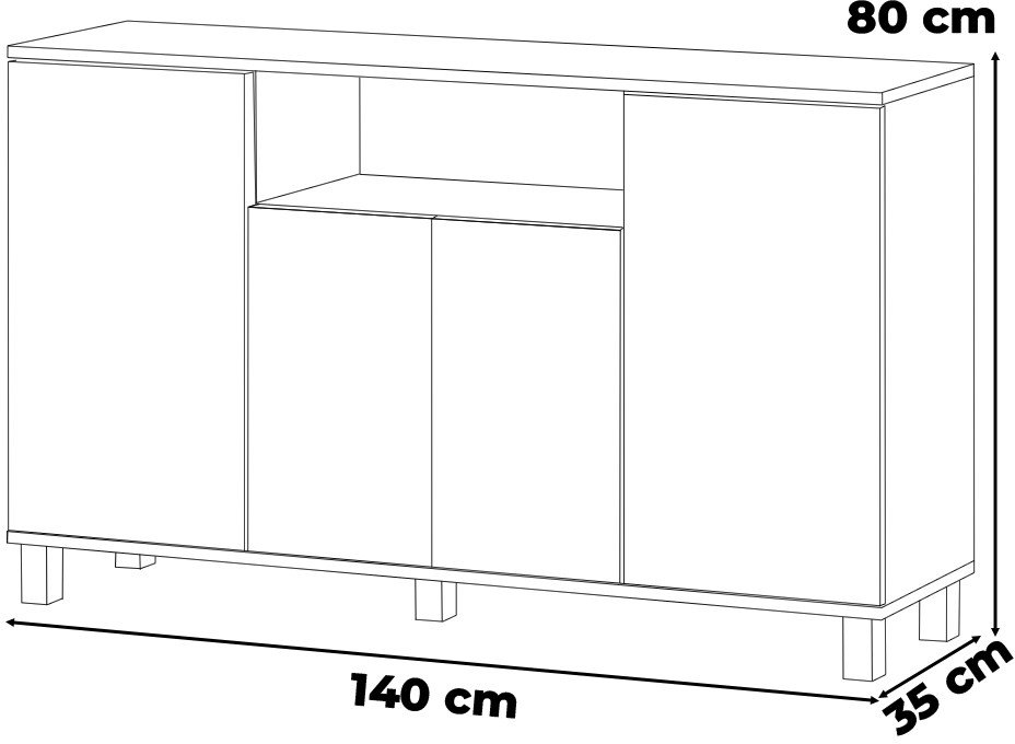 Komoda Biała 140cm Bruno Pojemna Nowoczesna Szafka Rtv Salon Sypialnia