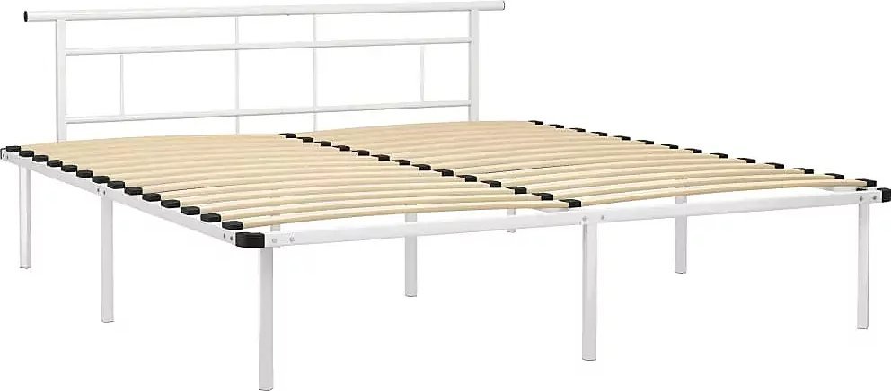 Elior Białe metalowe łóżko małżeńskie 200x200 cm - Mervex