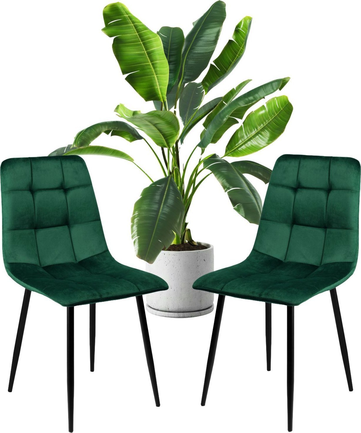 Zestaw 2 szt krzesło tapicerowane welurowe do salonu jadalni velvet loft butelkowa zieleń