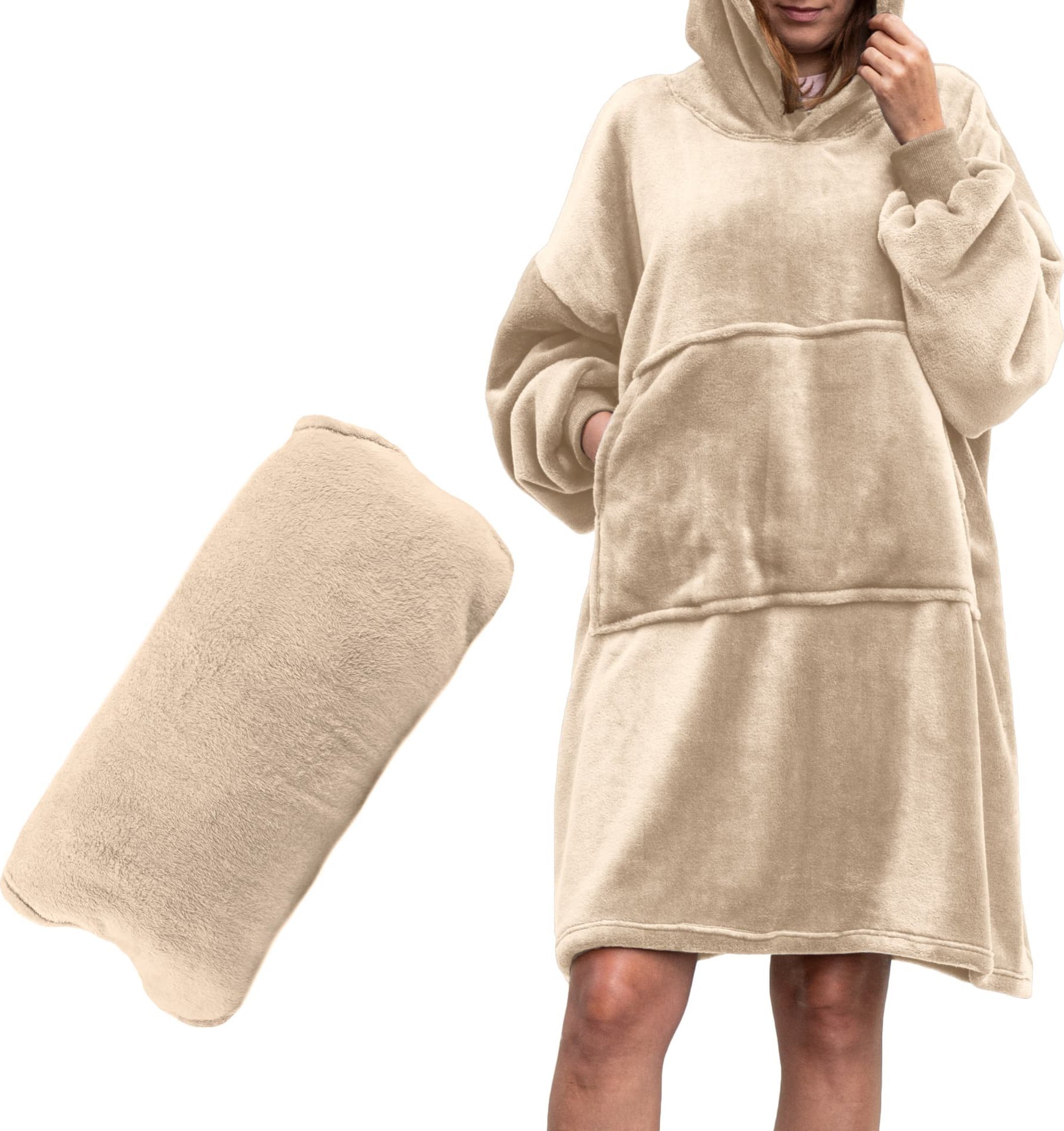 Froster Bluzair Koco Bluza Oversize Kapturem Beżowa 4w1