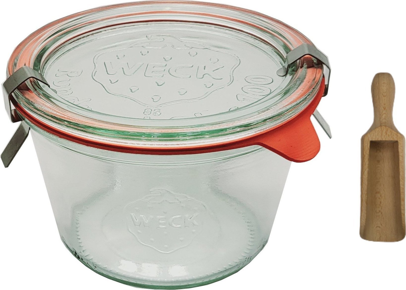 Wamar-Sosenka Zestaw Słoików WECK Pojemność 370 ml średnica 100mm 12 sztuk + Szklane wieka, zapinki, gumki, miarka