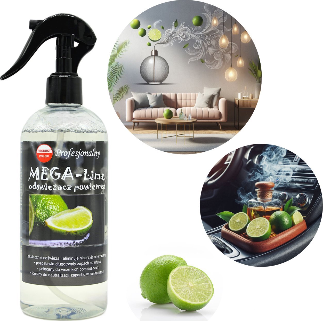 Dolphin UNIWERSALNY ODŚWIEŻACZ POWIETRZA LIMONKA CYTRUSOWY DOM AUTO MEGA LIME 400ML