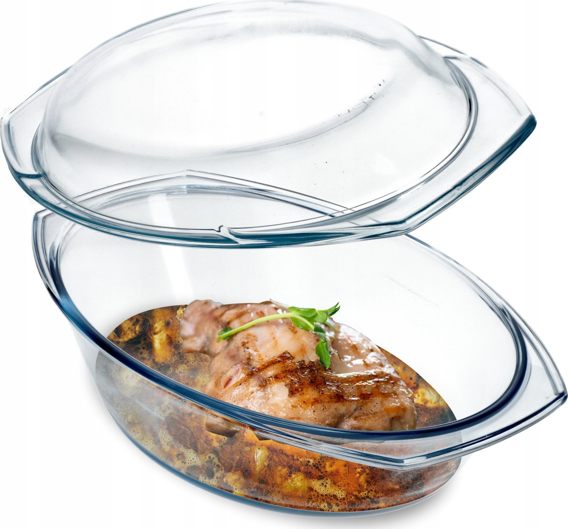 Kadax Naczynie Żaroodporne Szklane Z Pokrywką Owal 2,9L