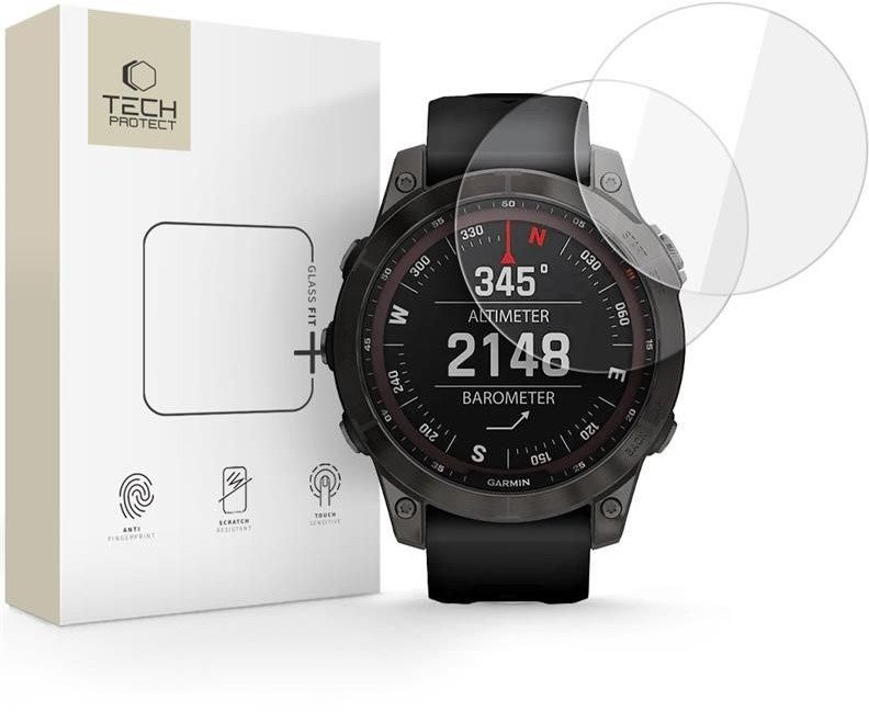 SZKŁO HARTOWANE TECH-PROTECT GLASS FIT+ 2-PACK GARMIN FENIX 7X / 7X PRO CLEAR