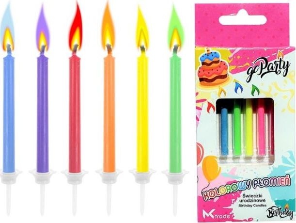 MK TRADE Świeczki urodzinowe SF-884, Kolorowe Płomienie 6 szt. MK Trade