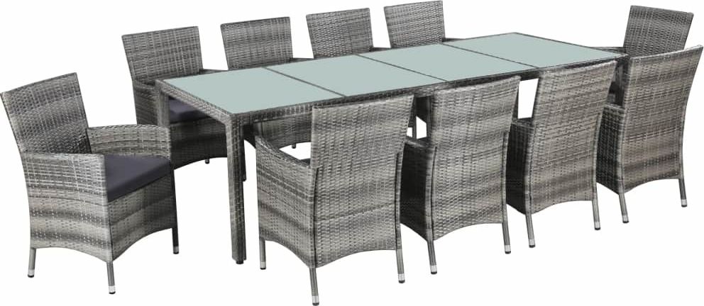 vidaXL 11-cz. zestaw mebli ogrodowych z poduszkami, rattan PE, szary