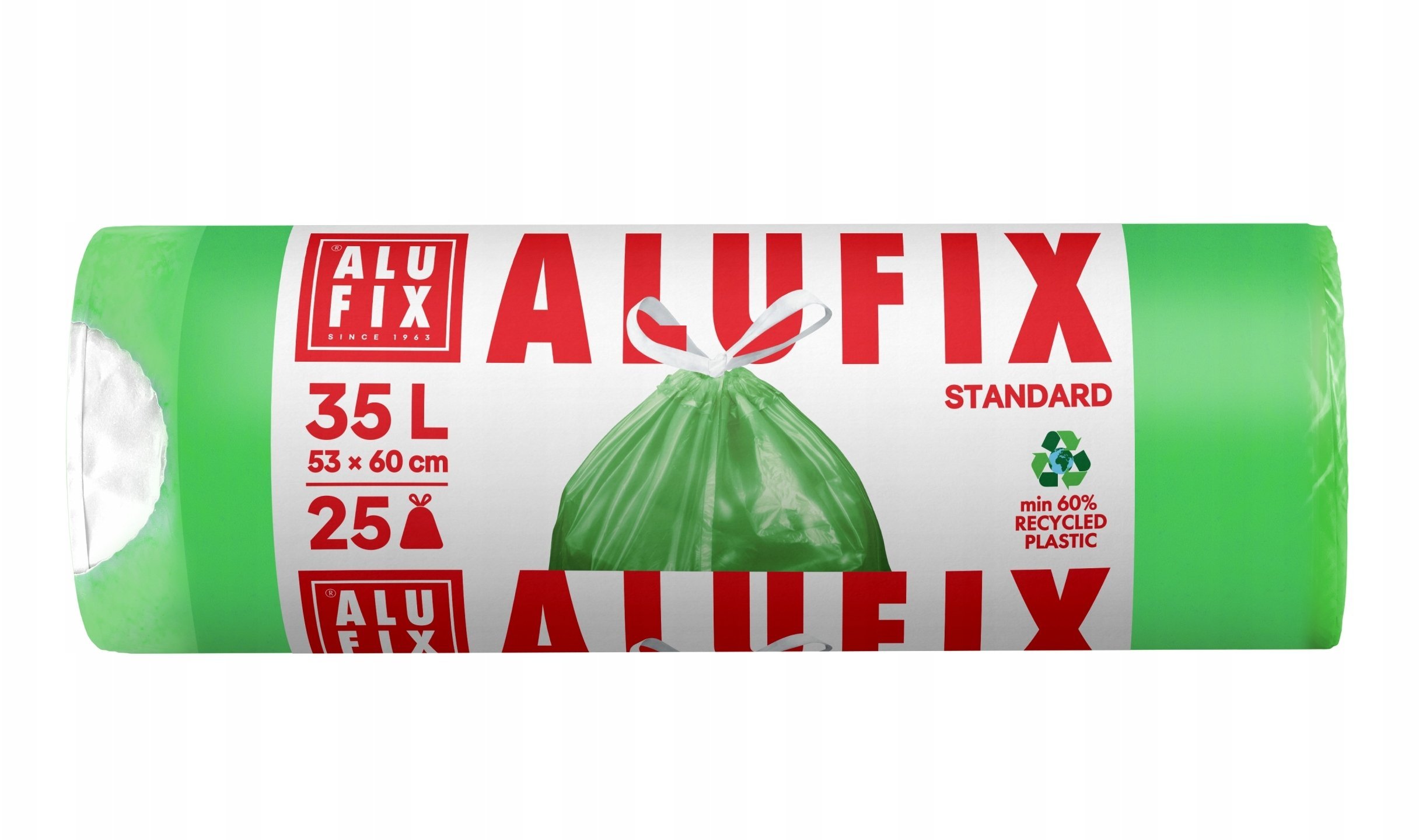 Worki na śmieci ALUFIX, z taśmą, HDPE, 35l, 25 szt., zielone