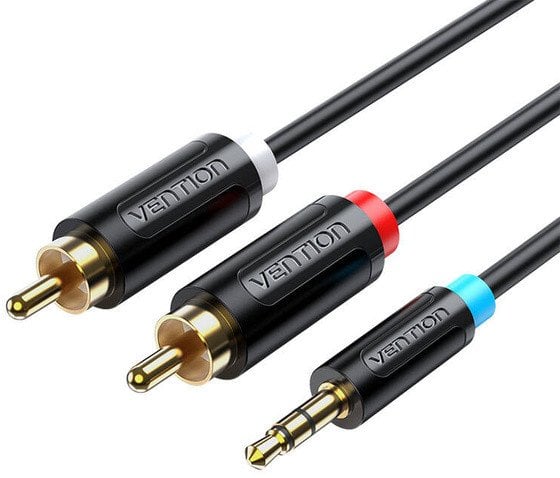 Kabel audio adapter 3,5mm męski na 2x męski RCA Vention BCLBK 8m czarny