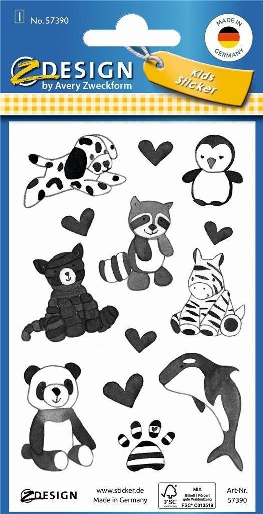 MD Creative Brokatowe naklejki - Czarno białe zwierzątka