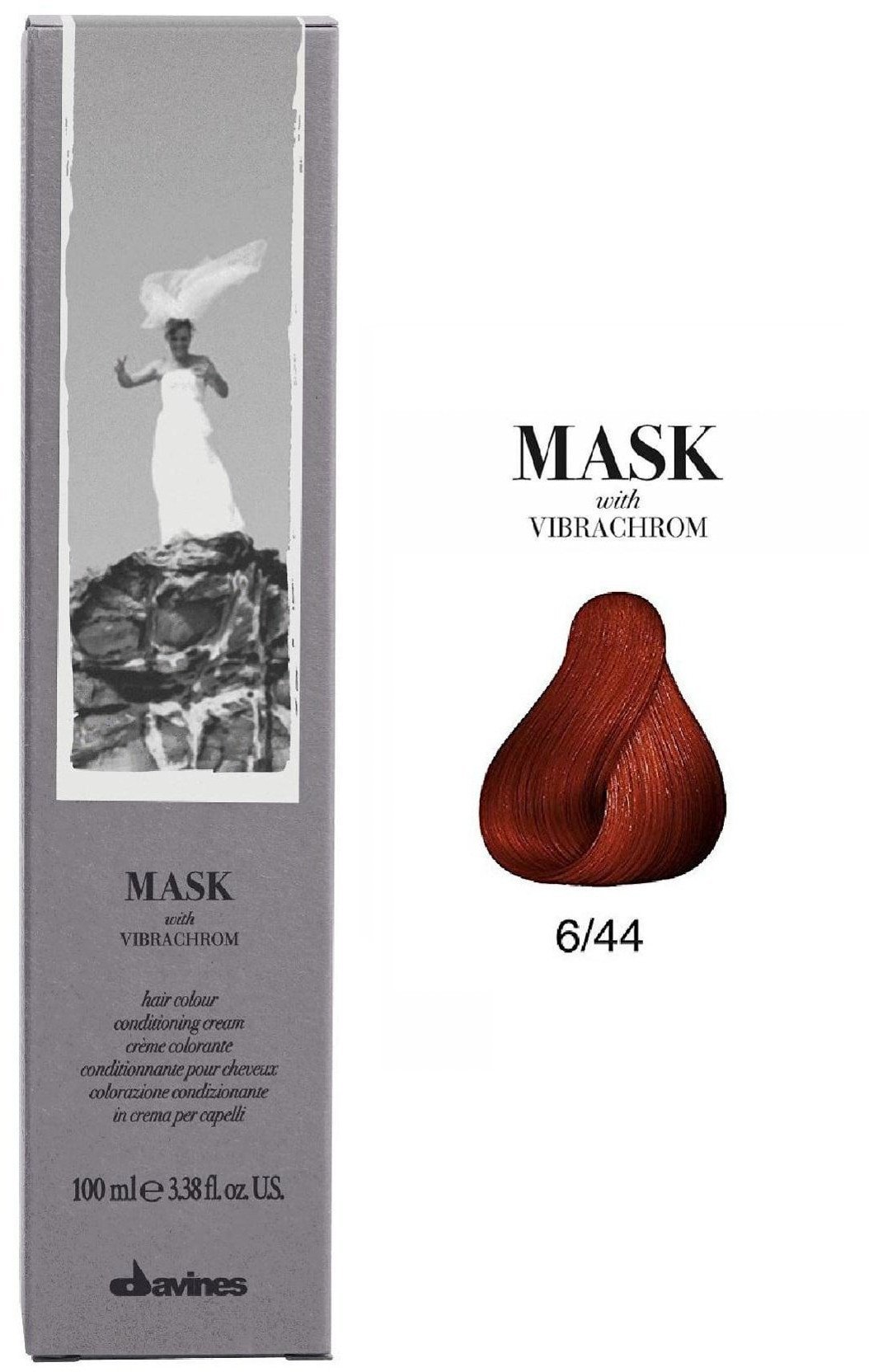 Davines, Mask With Vibrachrom, Permanent Hair Dye, 6.44 , 100 ml For Women